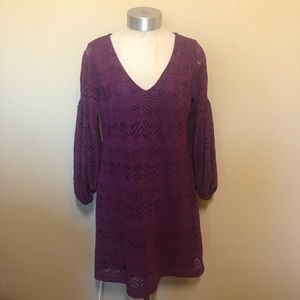 Anthropologie Maeve Laila lace dress v neck puff sleeve